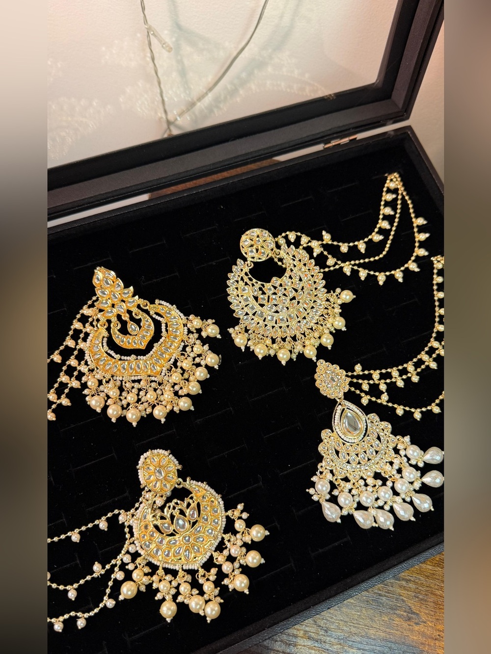 Gold Pearl Chandbali Earrings - Women Jewelry